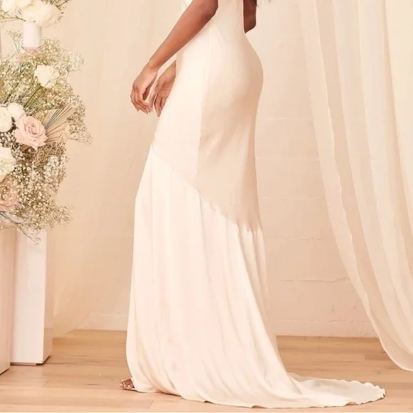 Lulu’s Love All of Me Champagne Satin Maxi Dress - Picture 3 of 3